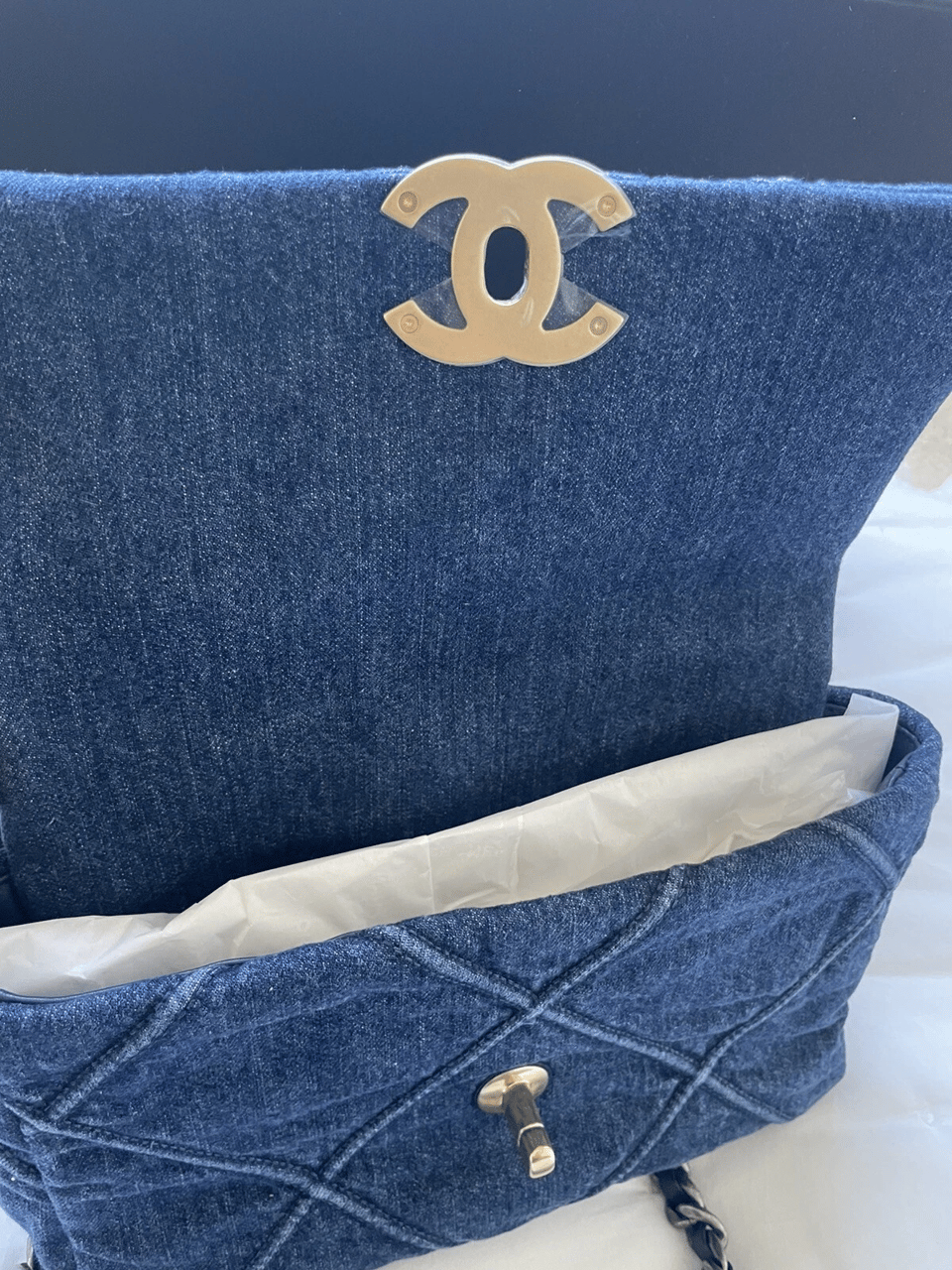 Chanel 19 Flap Denim Bag Blue 26cm/10.2in view 6