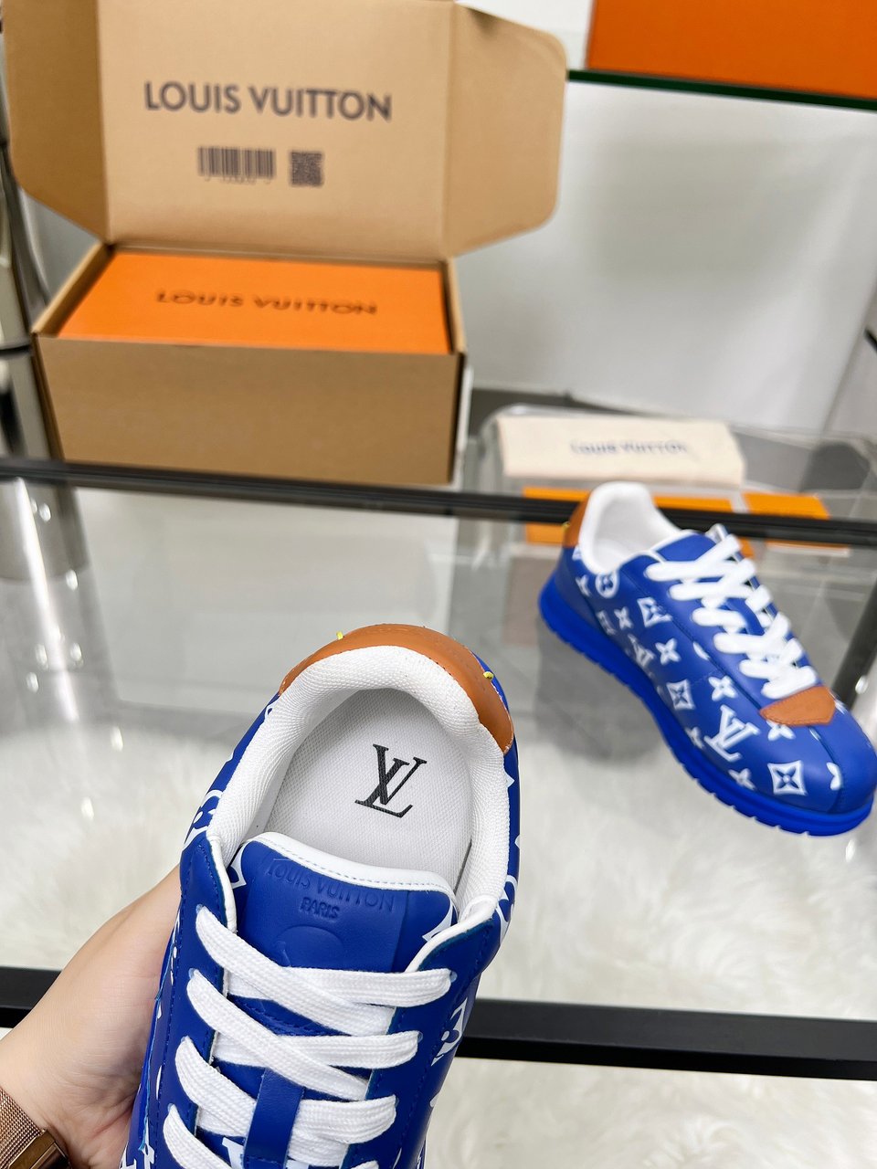Louis Vuitton LV Trainer Sneaker Blue Monogram – Leather – Women’s Shoes view 6