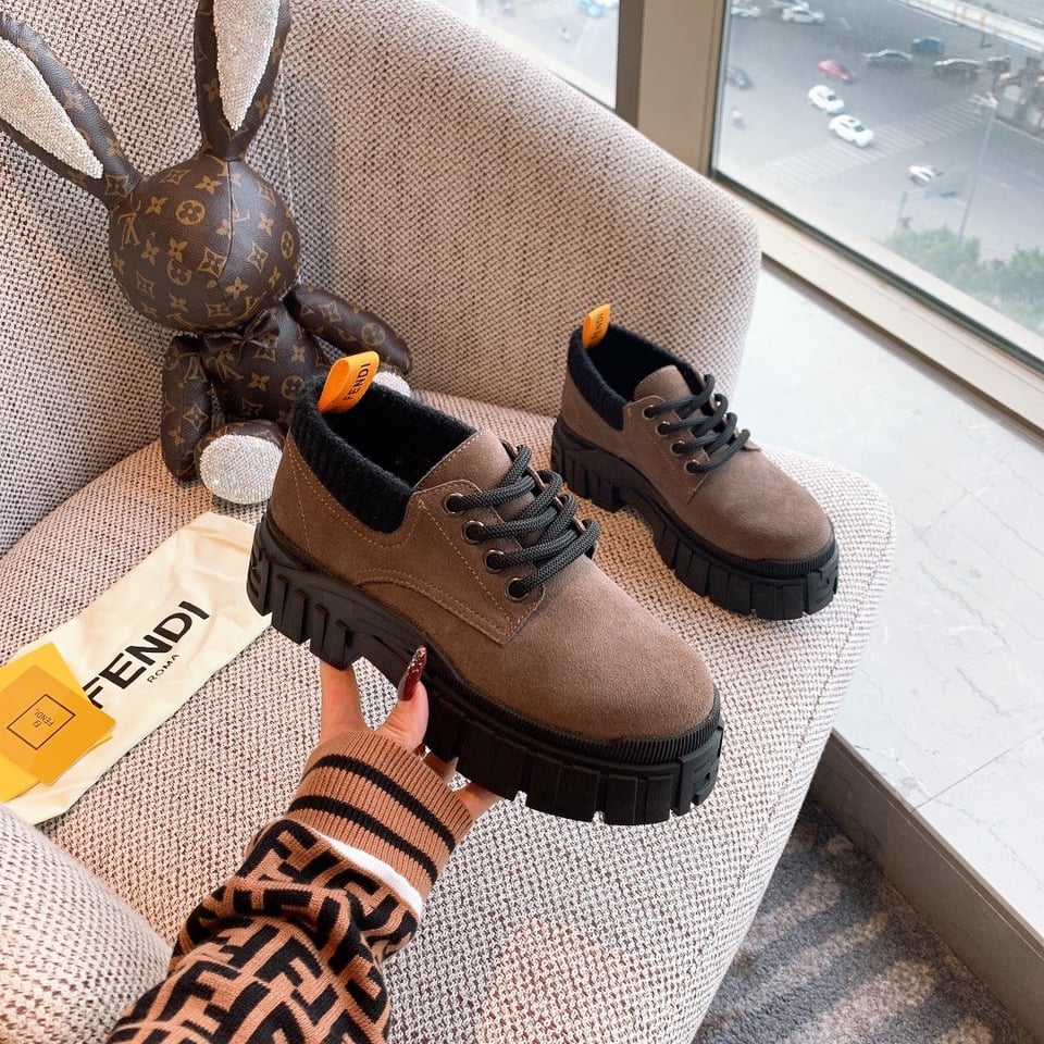 Fendi Force Leather Lace Ups Brown view 3
