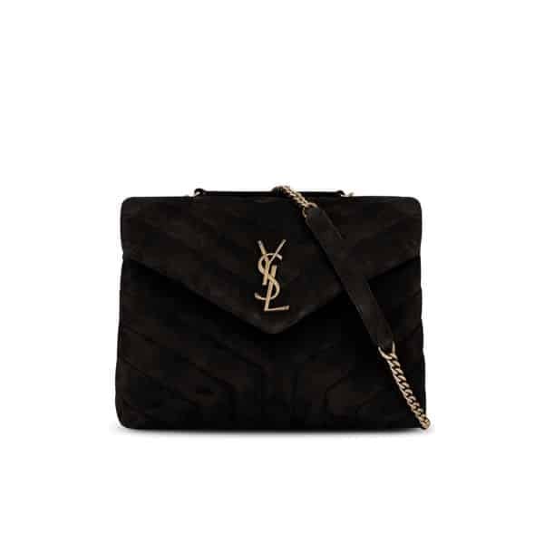 Saint Laurent Loulou Small Flap Bag Suede Black 25Cm view 2