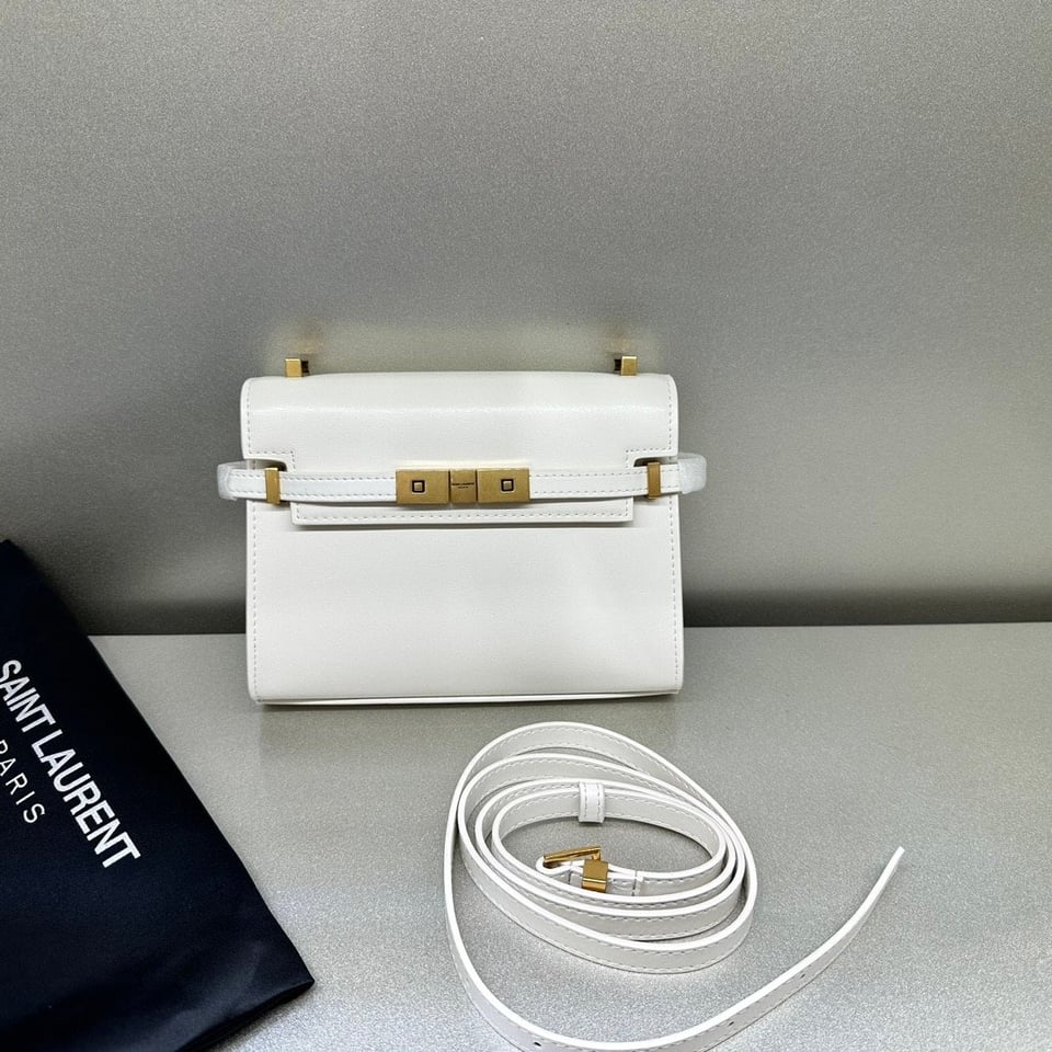 Saint Laurent Manhattan Small Shoulder Bag In Box Saint Laurent Leather White 19Cm view 11