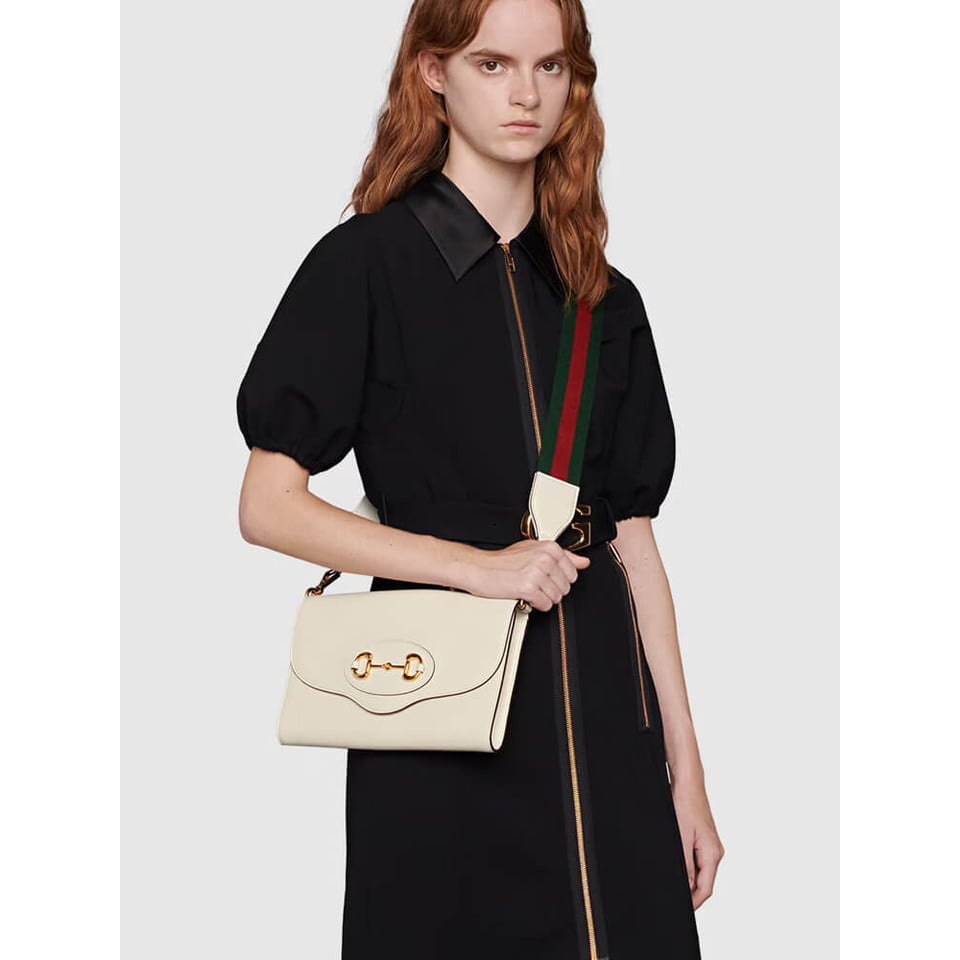 Gucci Horsebit 1955 Small Bag In White Leather view 4