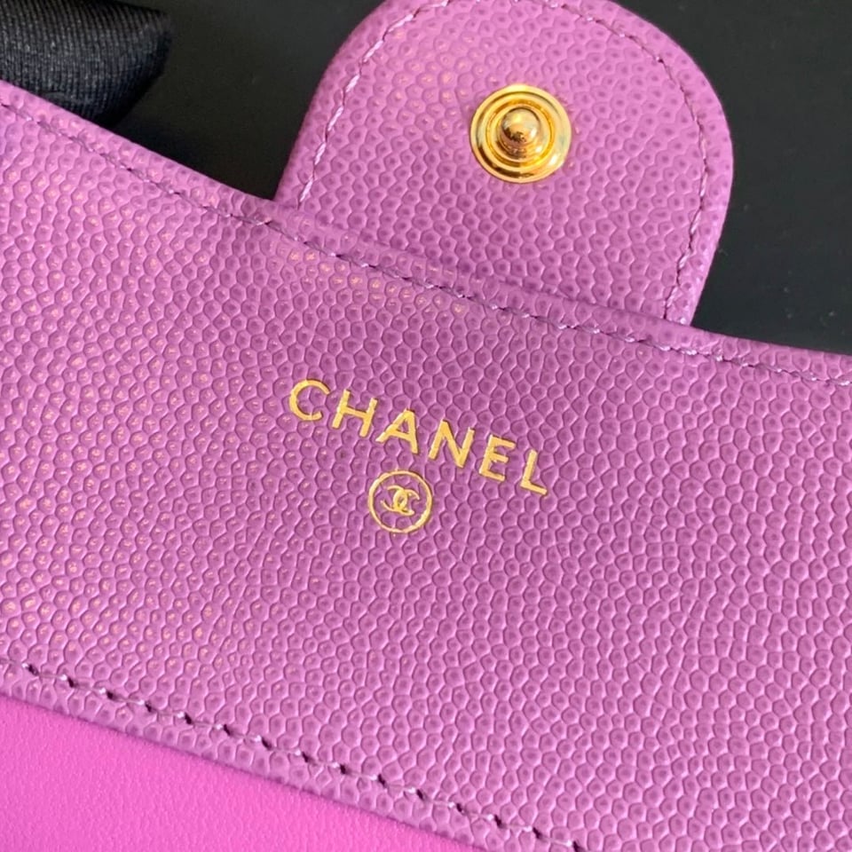Chanel Flap Card Holder 11.5 Hot Pink Grained Calfskin Gold Icon view 9