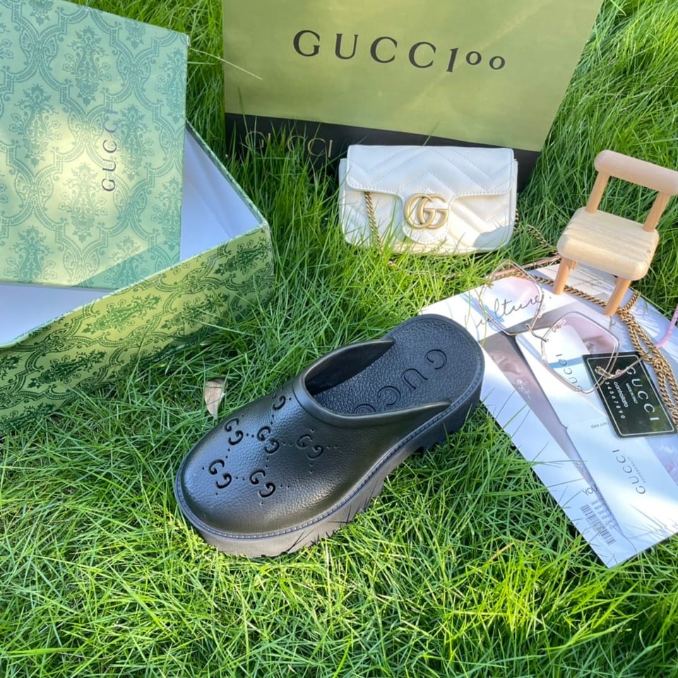 Gucci Men’S Slip On Sandal Black Gg Rubber 655517 Jfb00 1000 view 9