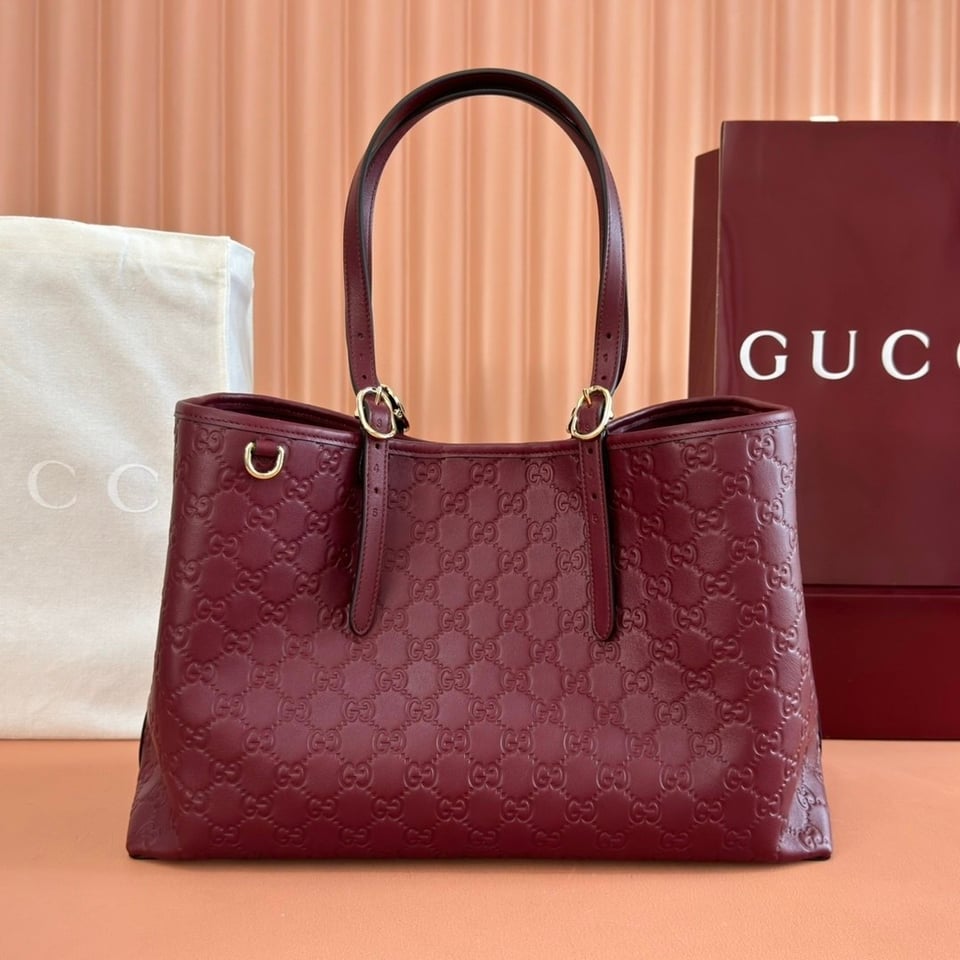 Gucci Rosso Ancora GG Embossed Leather Tote Bag 38cm/15in view 4