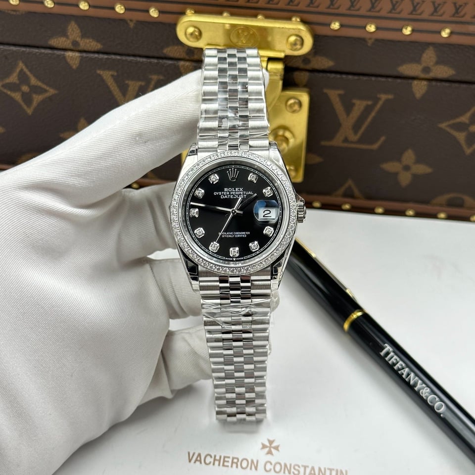 [Superclone] Rolex Datejust 36mm Bright Black Dial Diamond Jubilee 126284RBR view 6