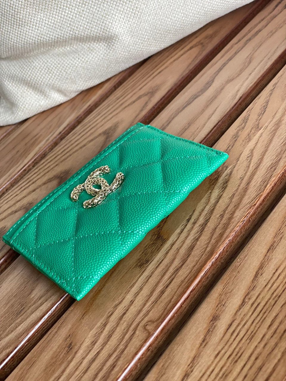 Chanel Card Holder 10Cm Dark Green Caviar view 4