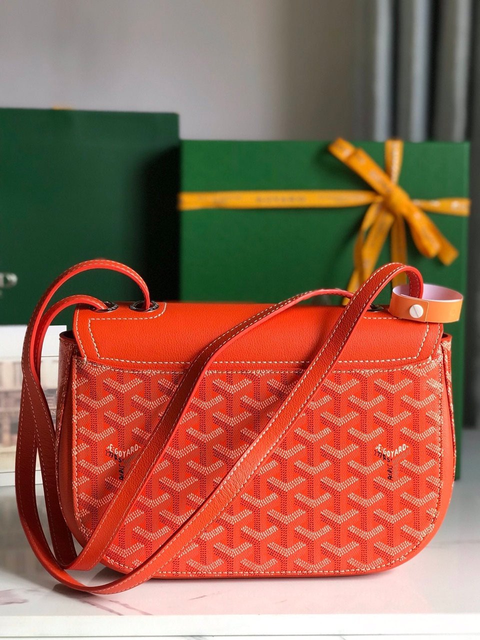 Goyard 233 Bag 25 Cm Orange Calfskin And Goyardine Canvas 25cm view 5