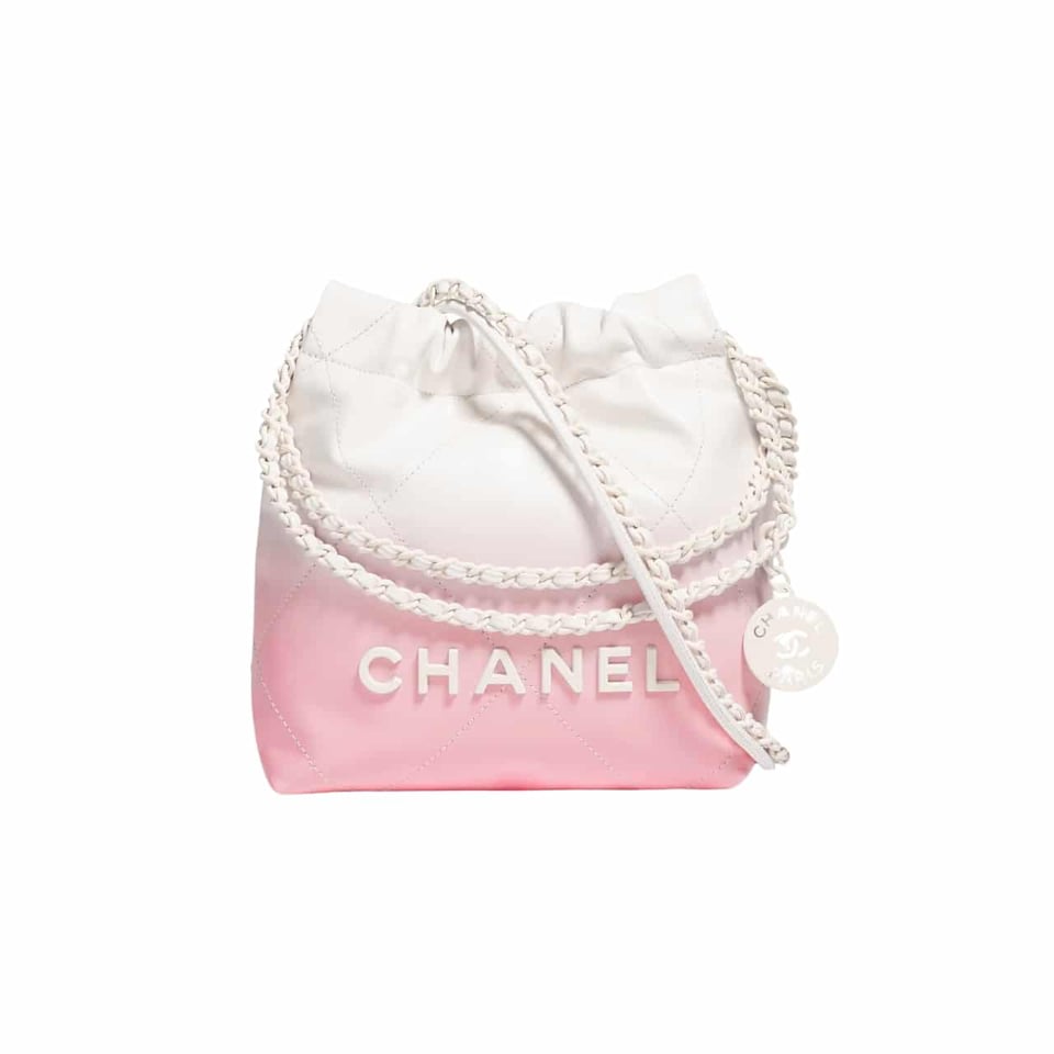 Chanel 22 Mini Handbag Patent Gradient Calfskin Pink 20Cm/7.8in