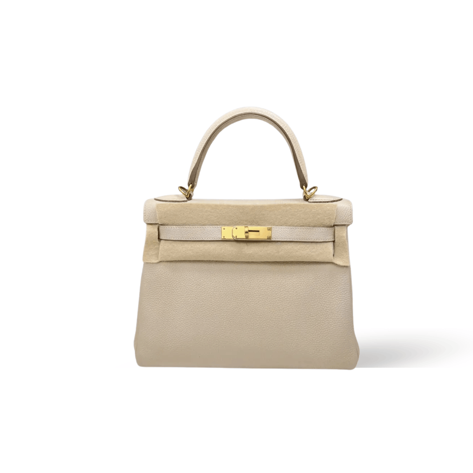 Hermes Kelly 25 Bag In Beige De Weimar Epsom Leather For Women 25cm/10in view 2
