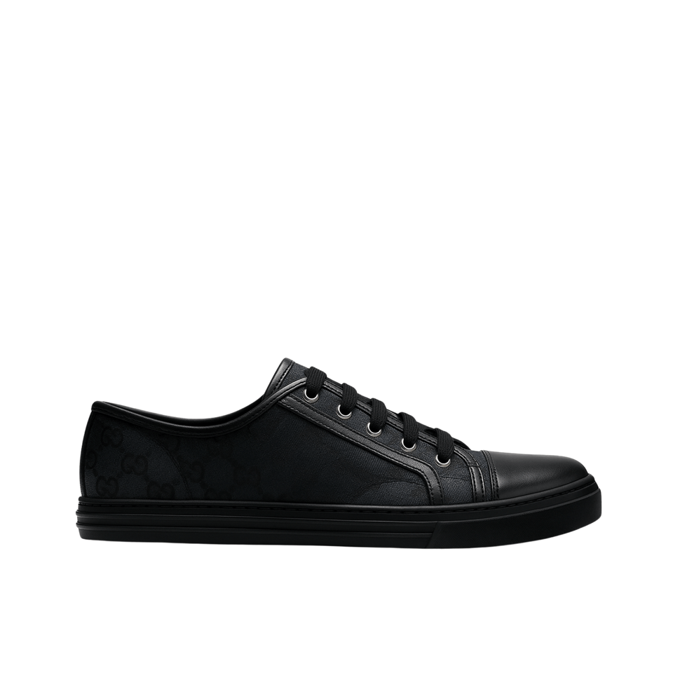 Gucci Women’S Leather Top Sneaker Black view 2