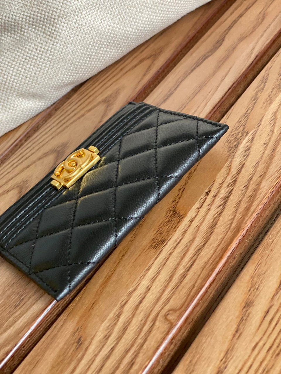 Chanel Boy 11Cm Card Holder Black Lambskin Gold Hardware view 8