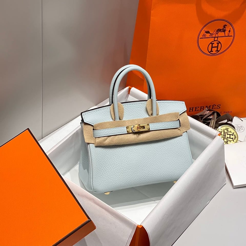 Hermes Birkin 20Cm Blue Pale Togo Leather Gold Hardware view 3