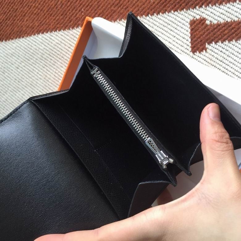 Hermès Epsom Calfskin Wallet with “H” Closure Black 12.4cm view 6