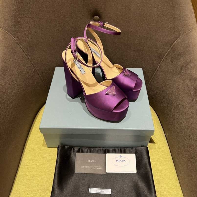 Prada High-Heeled Satin Sandals Violet 1Xp48B049F0030F135 view 9