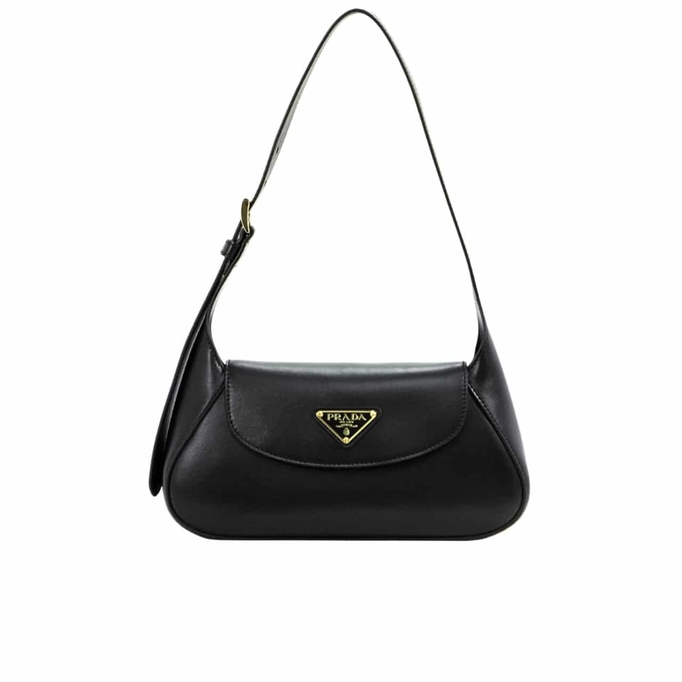 Prada Triangle Logo Shoulder Bag Black 24Cm view 2
