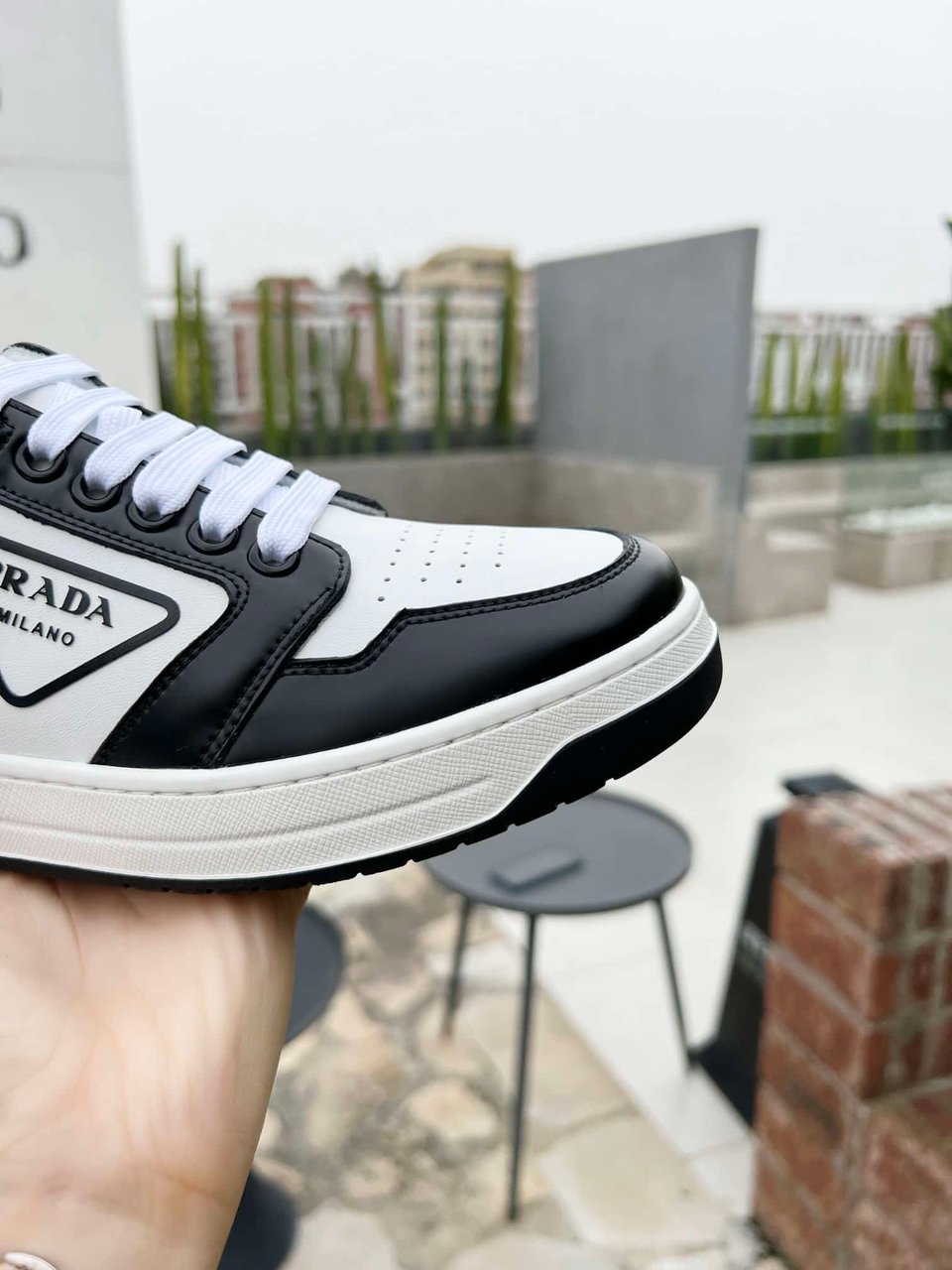 Prada District Perforated Leather Sneakers Black 2Ee3633Lj6F0964 view 6