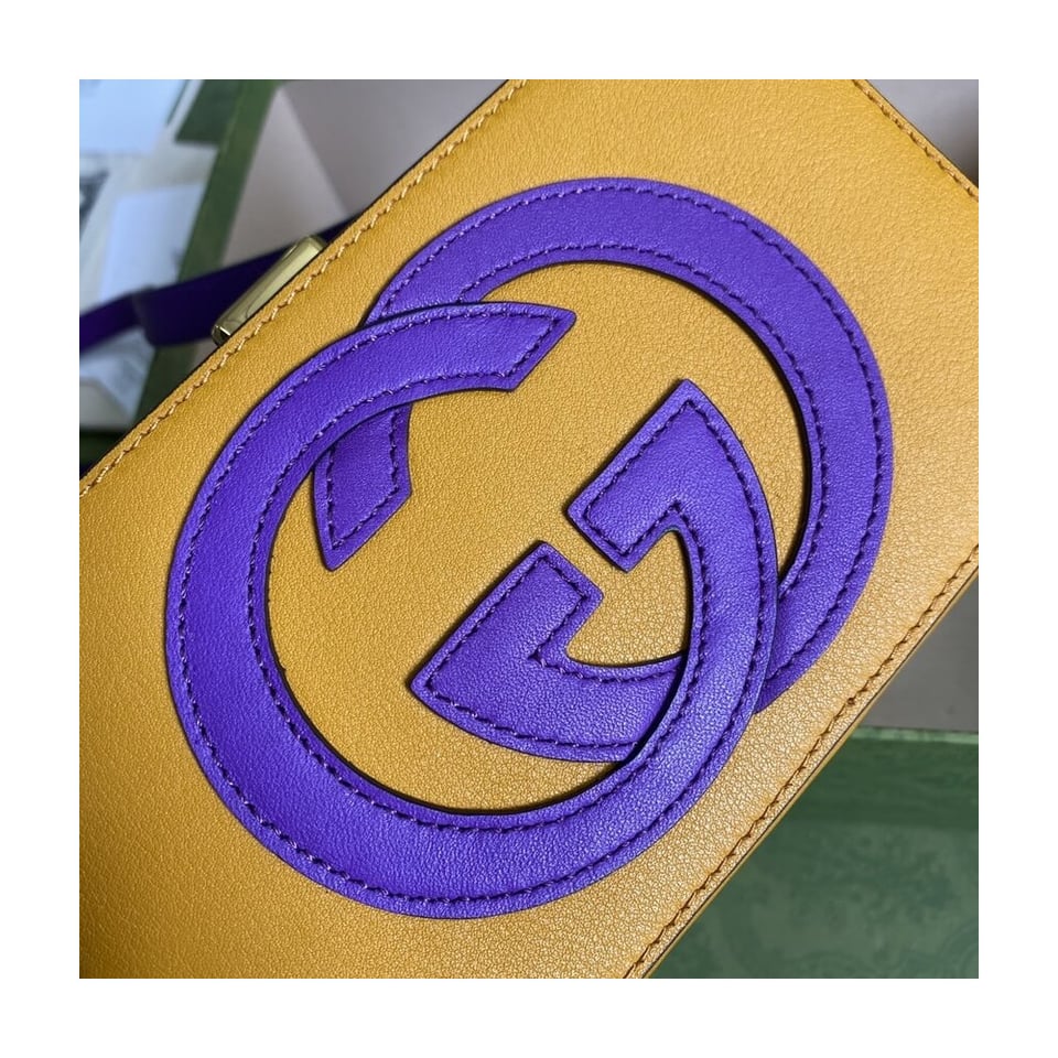 Gucci Interlocking G Mini Bag in Yellow Leather view 7