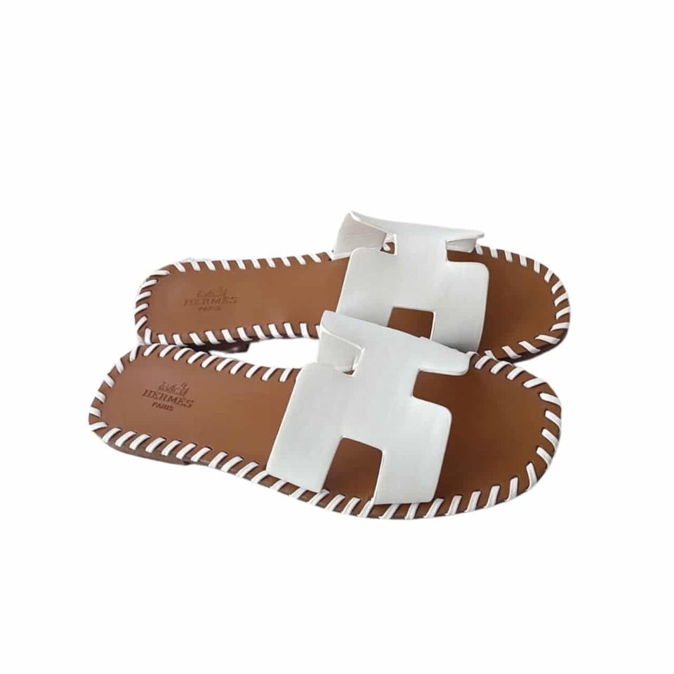 Herm?S Oran Sandals Stitching In Brown And White view 2