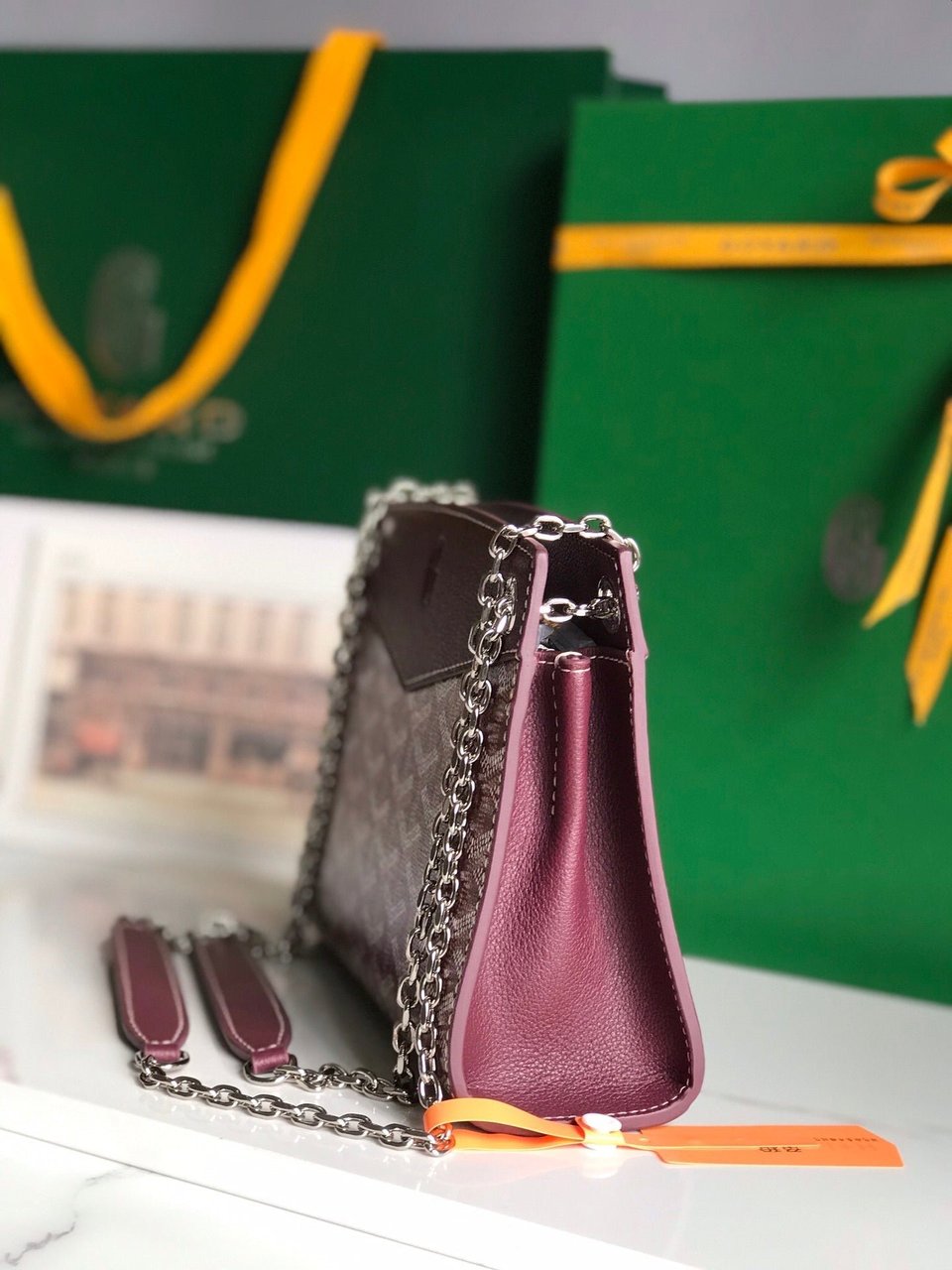 Goyard Rouette Structuré Mini Bag 21cm Wine Red Goyardine Canvas And Calfskin view 4