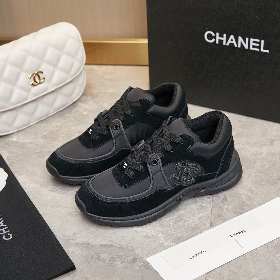 Chanel Suede Reflective Sneakers Black view 10