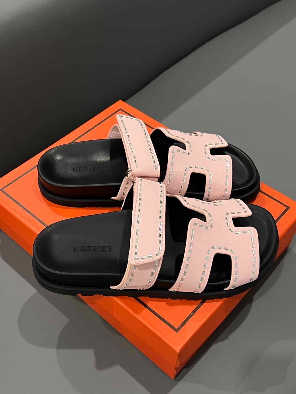 Hermes Chypre Sandal Suede Crystal Pink view 7