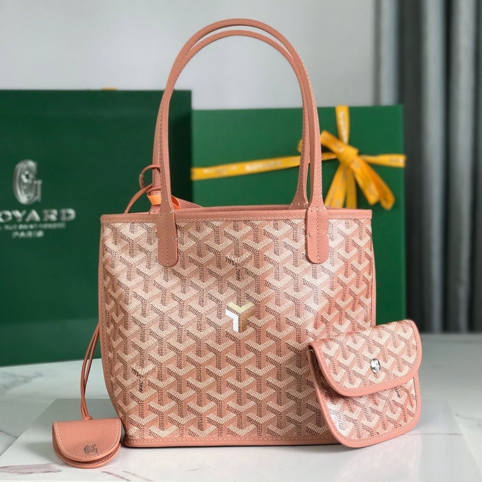 Goyard Anjou Mini Bag 20cm Manhattan Pink Calfskin And Goyardine Canvas view 2