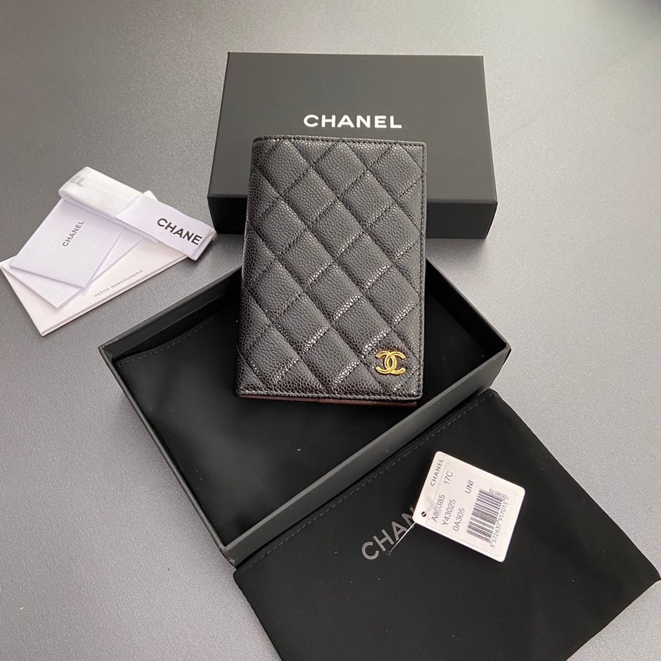 Chanel Passport 10Cm Black Cavair Gold Hardware view 6