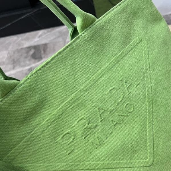 Prada Canvas Tote Bag Fern Green view 3