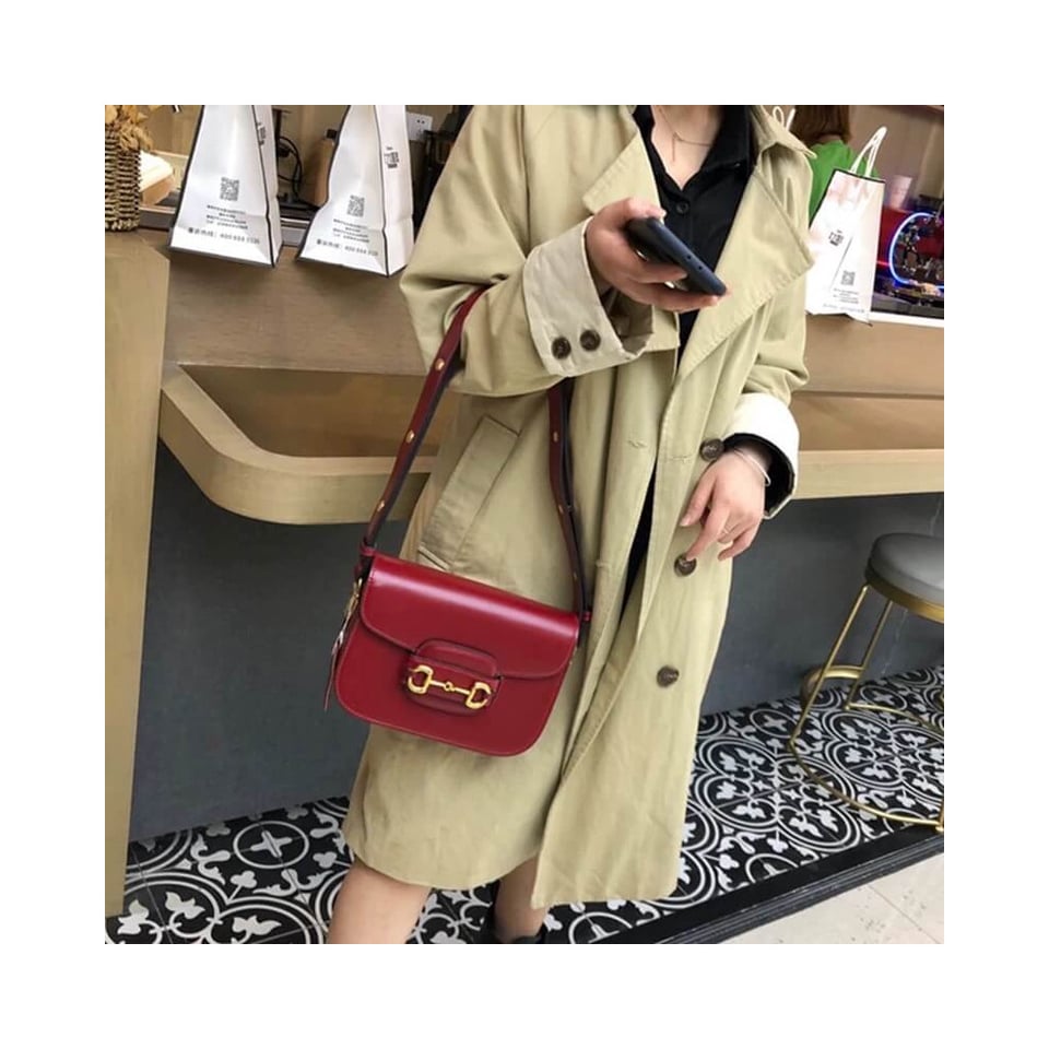 Gucci Horsebit 1955 Shoulder Bag In Red Leather view 9