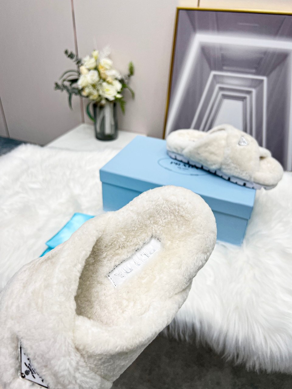 Prada Petal White Terrycloth Sippers view 6
