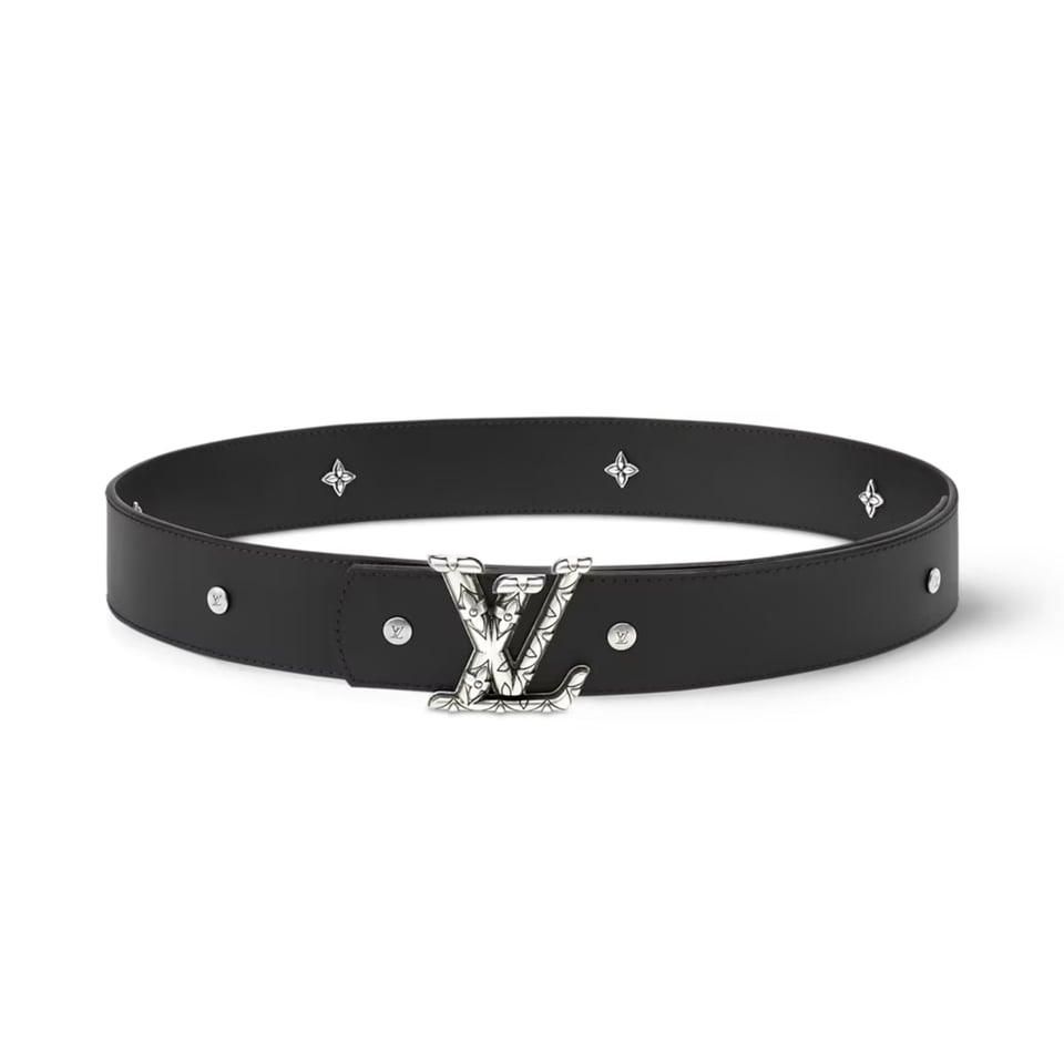 Lv Dimension Drift Flower Studs 40mm Reversible Belt Black M4648V view 3