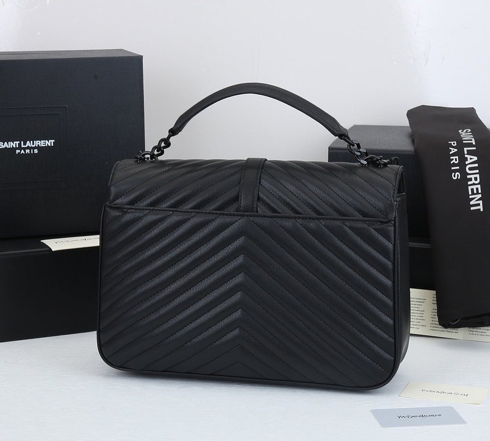 Saint Laurent College Large Chain Bag Black Tone Hardware 32Cm view 8