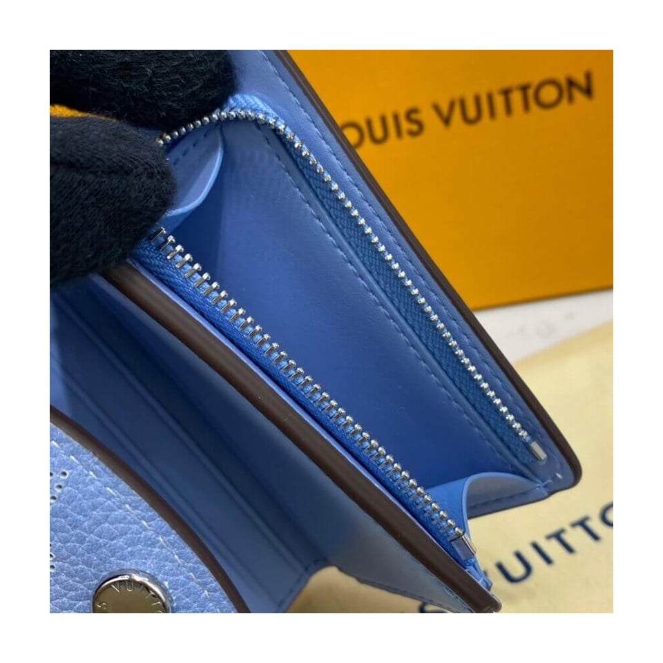 Louis Vuitton Iris XS Wallet in Blue Gradient Mahina Perforated Leather view 10