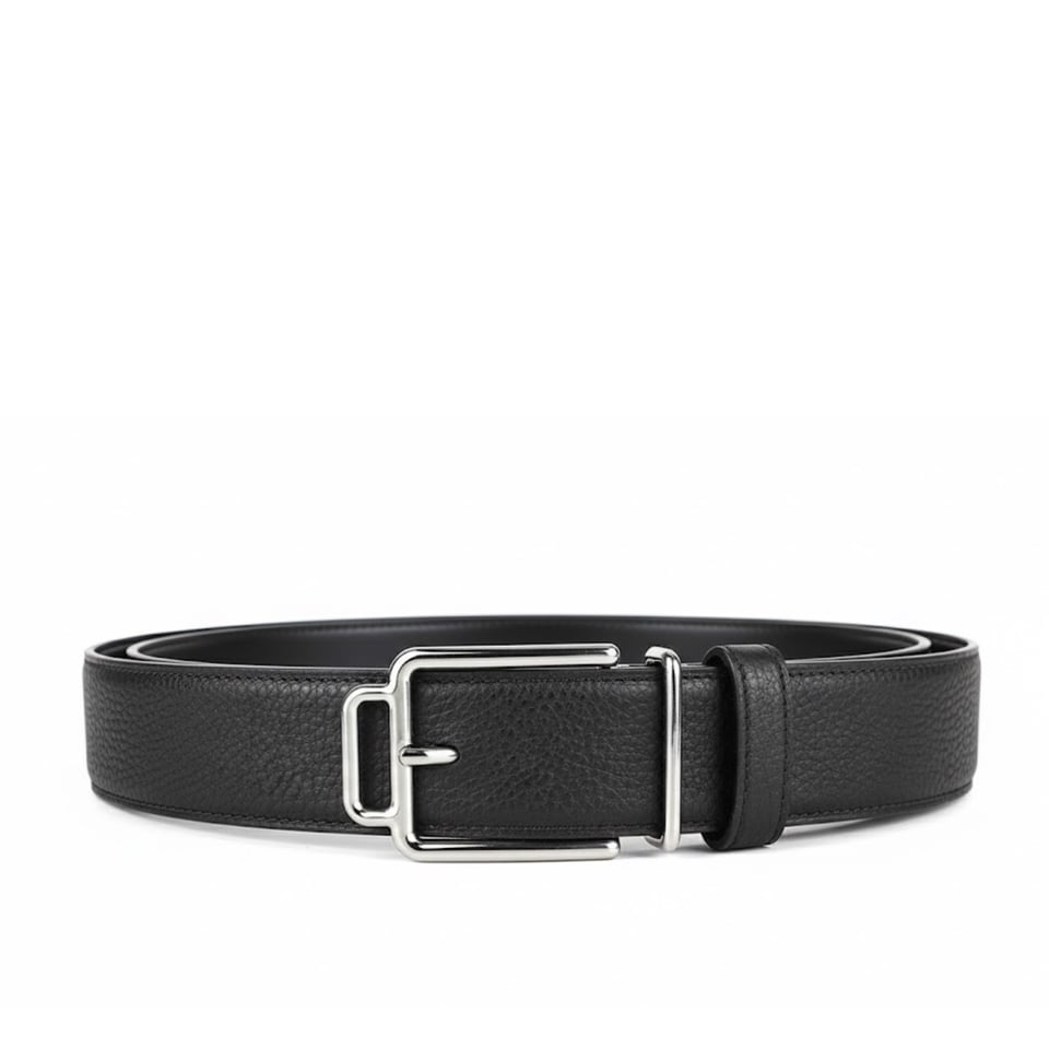 Hermes Black Silver Metal Buckle 38mm Belt For Men