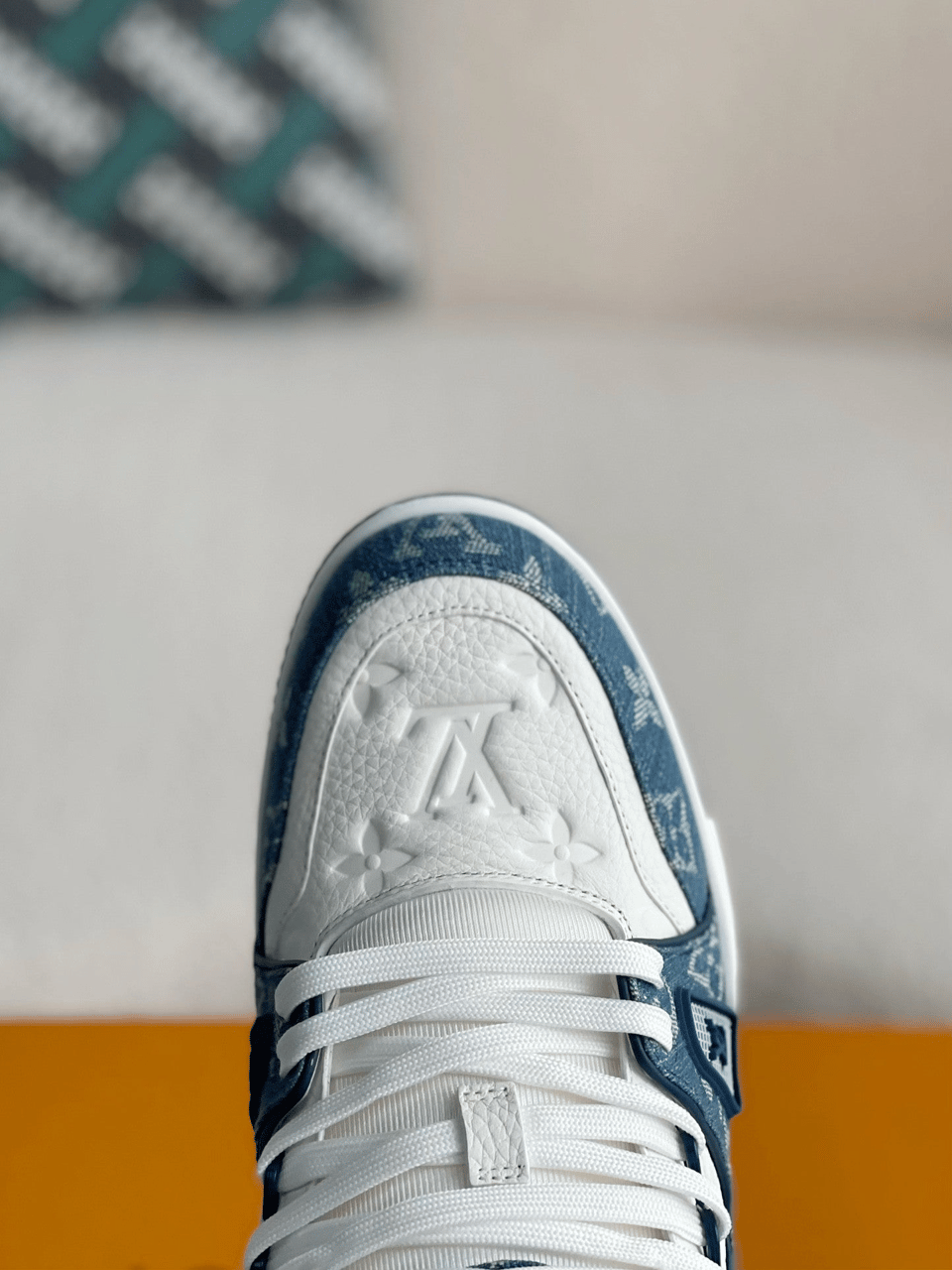 Louis Vuitton LV Trainer Sneaker Monogram Canvas Blue Virgil Abloh for Men view 9