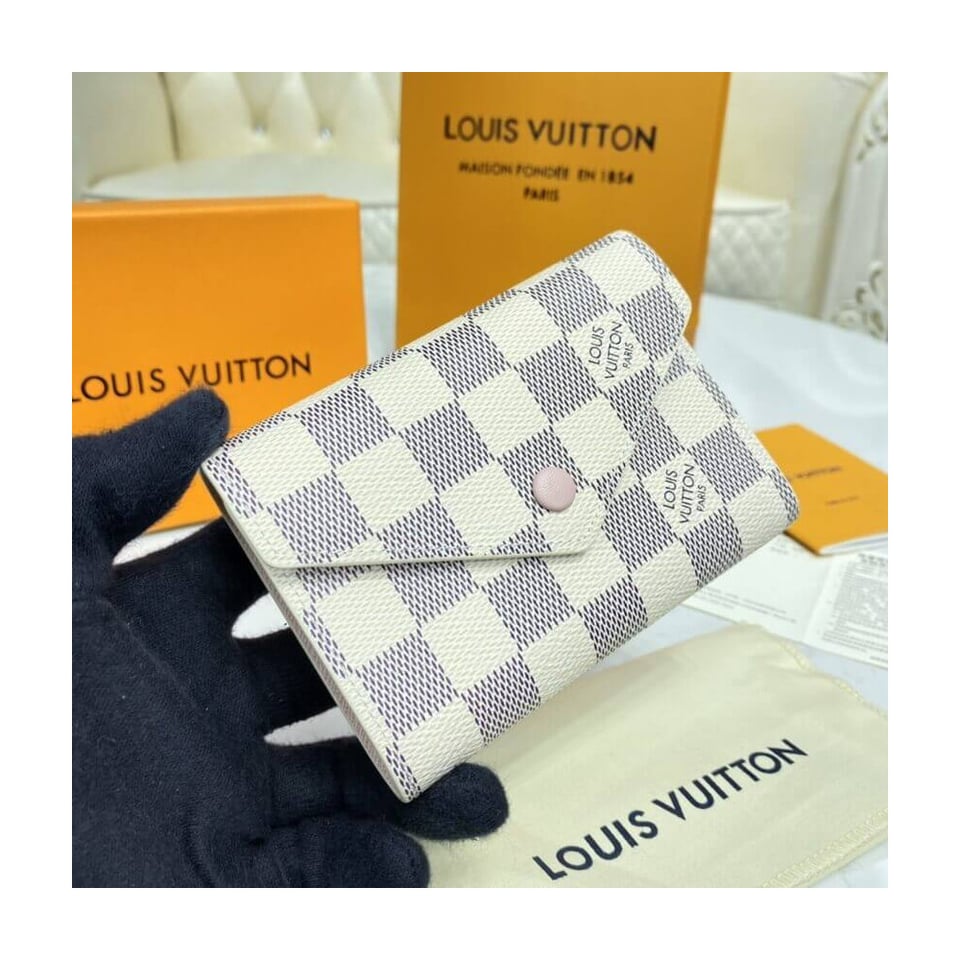 Louis Vuitton Damier Azur Victorine Wallet Pink view 3