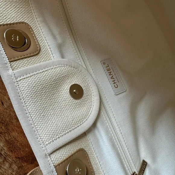 Chanel Deauville Shopping Small Tote 35Cm Mixed Fabric Calfskin White view 7