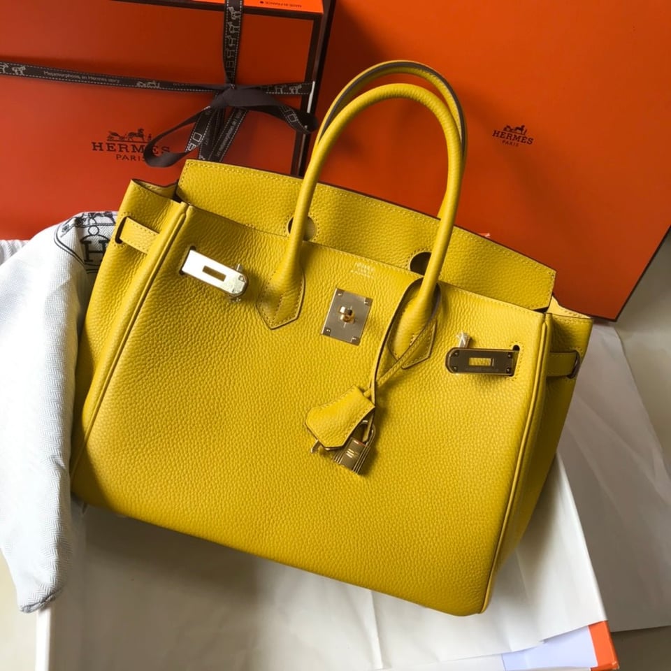 Hermes Birkin Amber Yellow Togo Leather Gold Hardware view 10