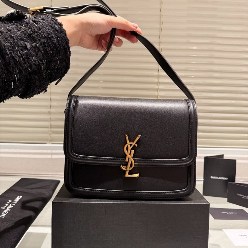Saint Laurent Solferino Medium Satchel In Box Leather Lining Black 23Cm view 3