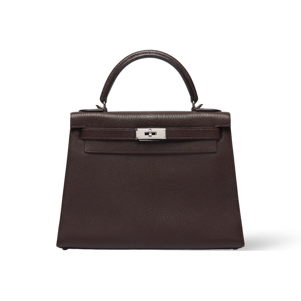 Hermes Kelly 28 Bag In Chocolate Brown Leather For Women 28cm/11in