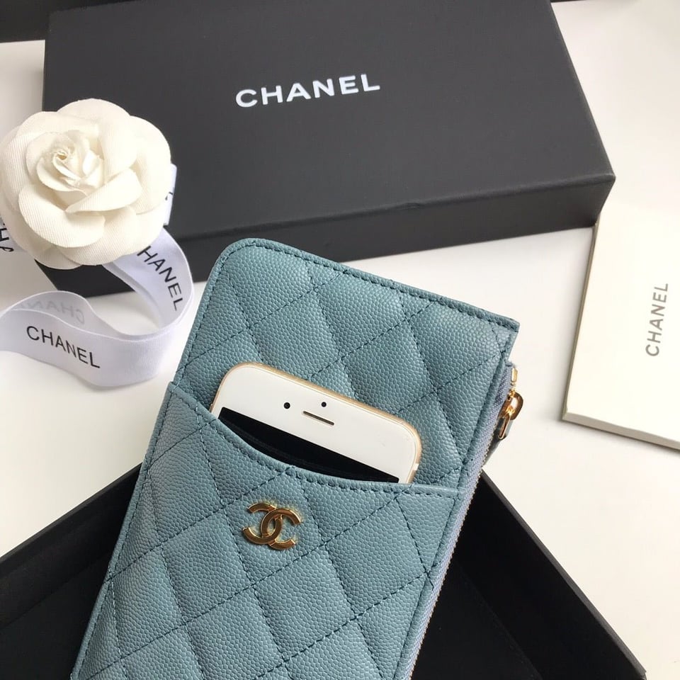Chanel Mobile Purse 19.5 Sapphire Grained Calfskin Gold Icon view 4