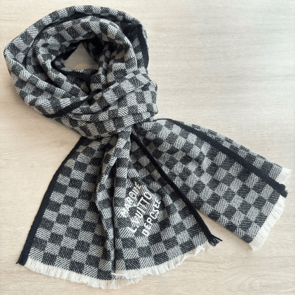 Louis Vuitton Damier Checkered Scarf Black For Women 190cm view 4
