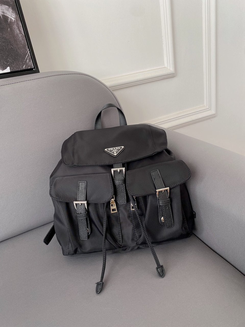Prada Re-Nylon Medium Backpack Black view 10