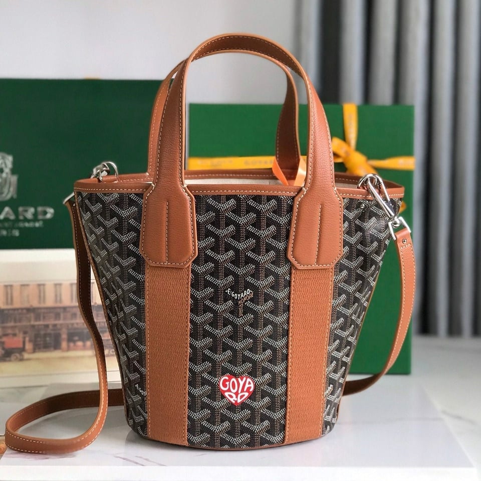 Goyard Small Belharra 24 Cm Black Goyardine Canvas And Tan Lambskin view 2