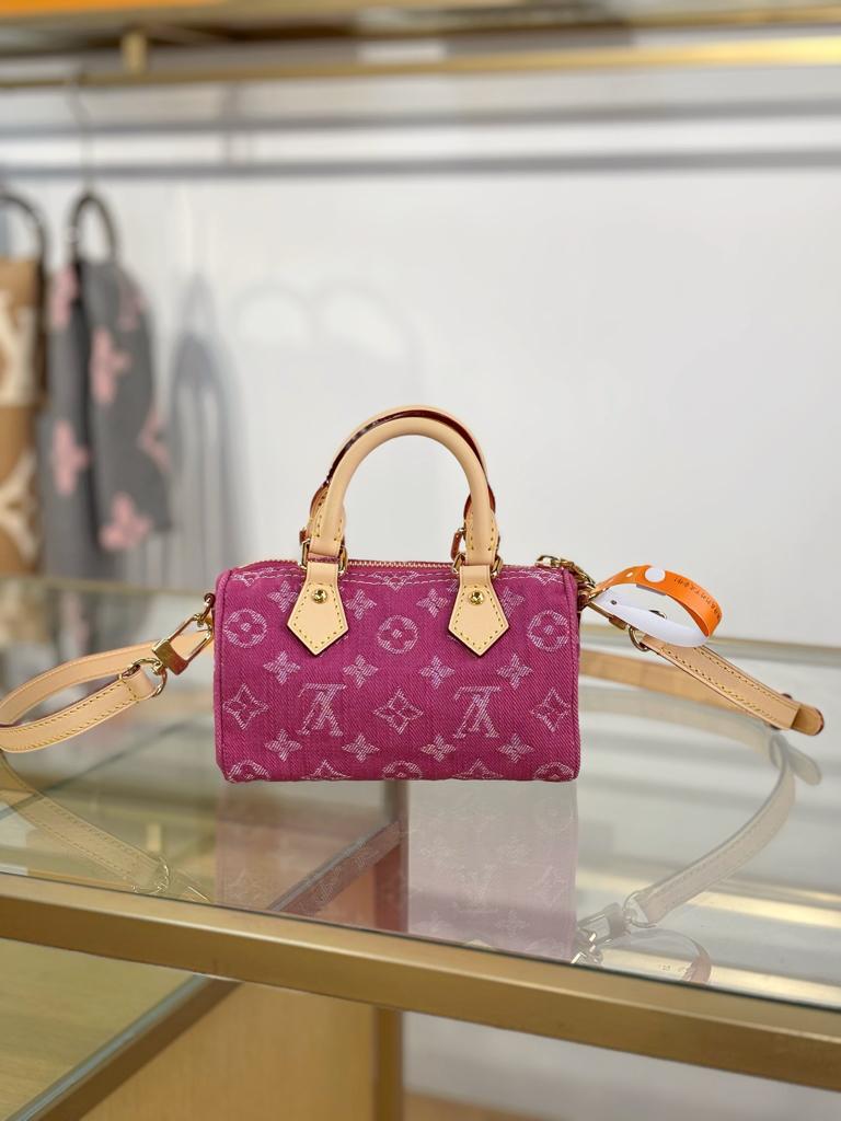 Louis Vuitton Nano Speedy Bag Fuchsia Denim 16cm M27603 view 4
