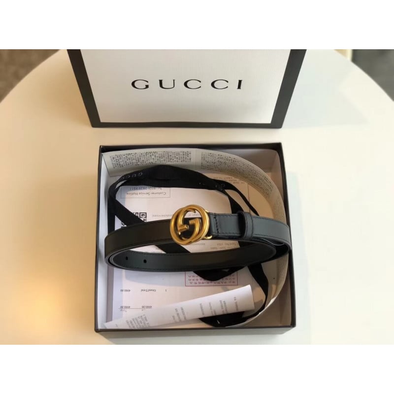 Gucci 20mm Leather Belt With Double G Buckle 409417 view 3
