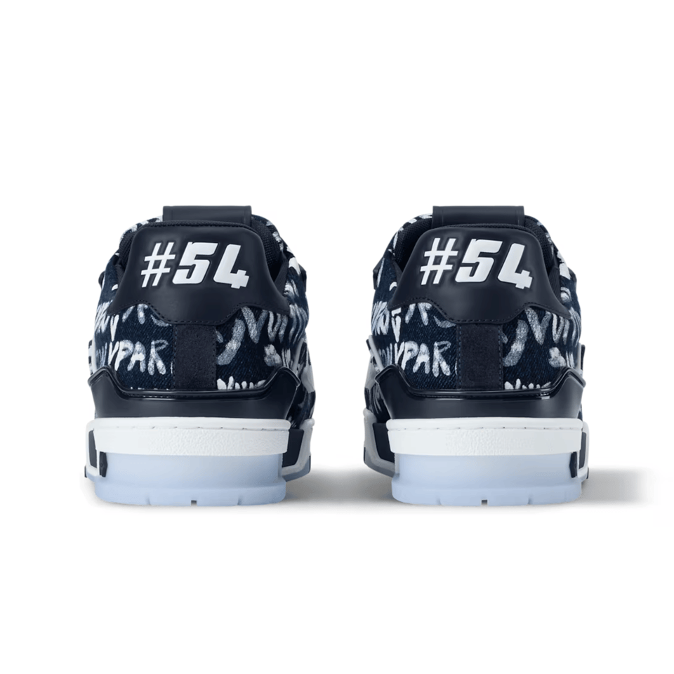 Lv Trainer Sneakers Blue – White Graffiti For Men view 5