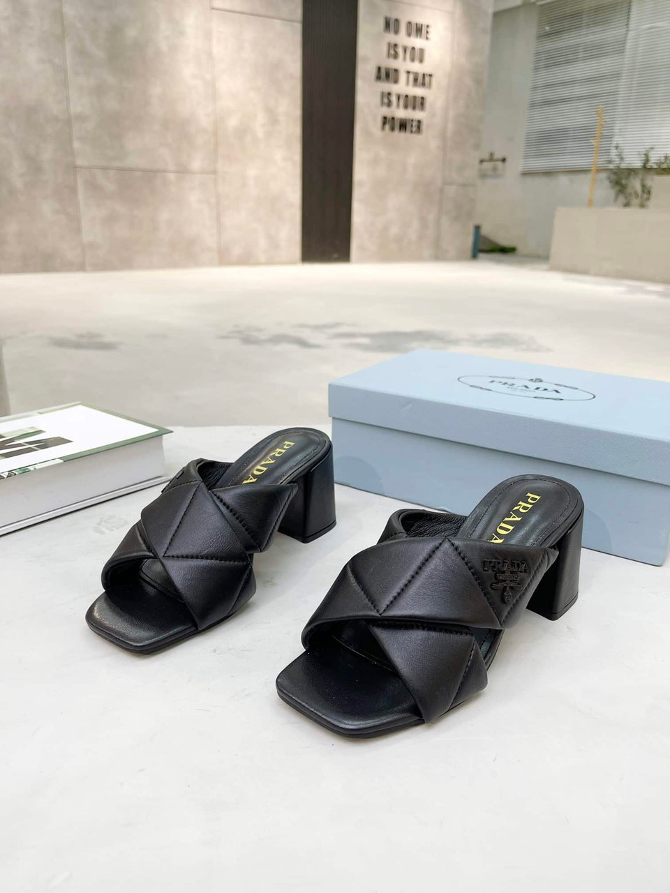 Prada Crossover Nappa Leather Sandals In Black view 10