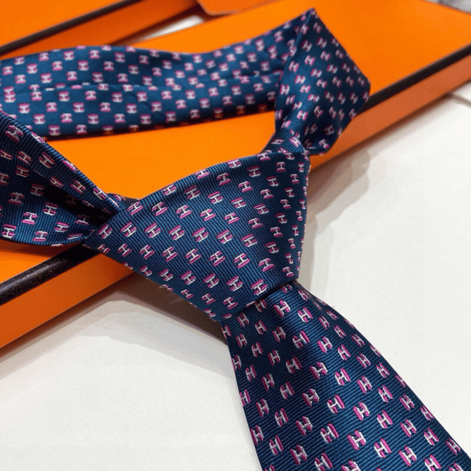 Hermes H Pattern Canvas Tie For Men view 5